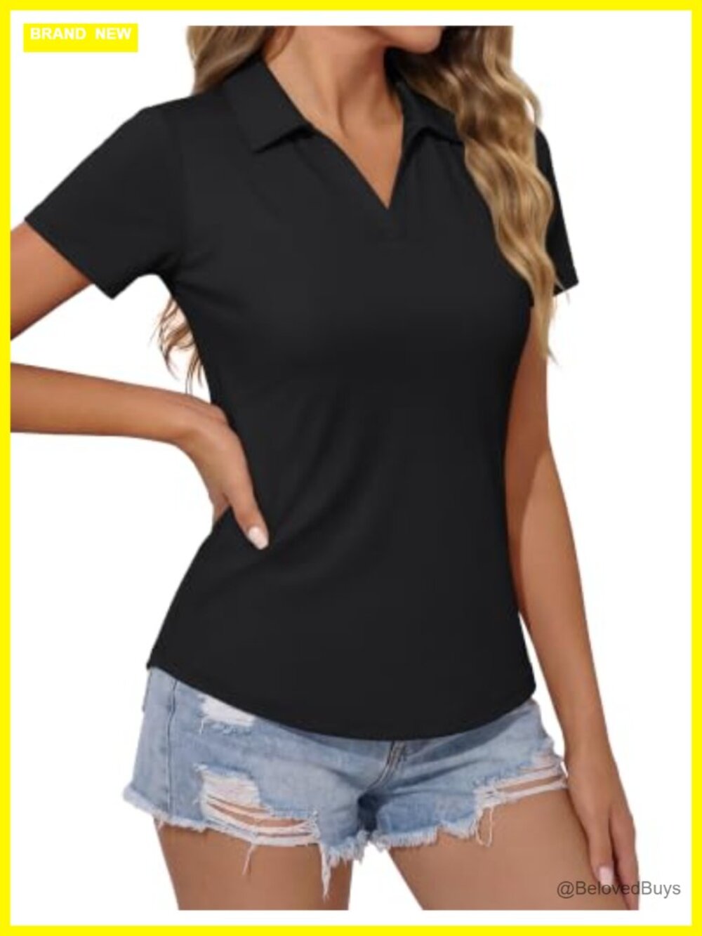 Women's Polo Shirt Short Sleeve Golf Collared Quick Dry UPF 50+ V-Neck Athletic